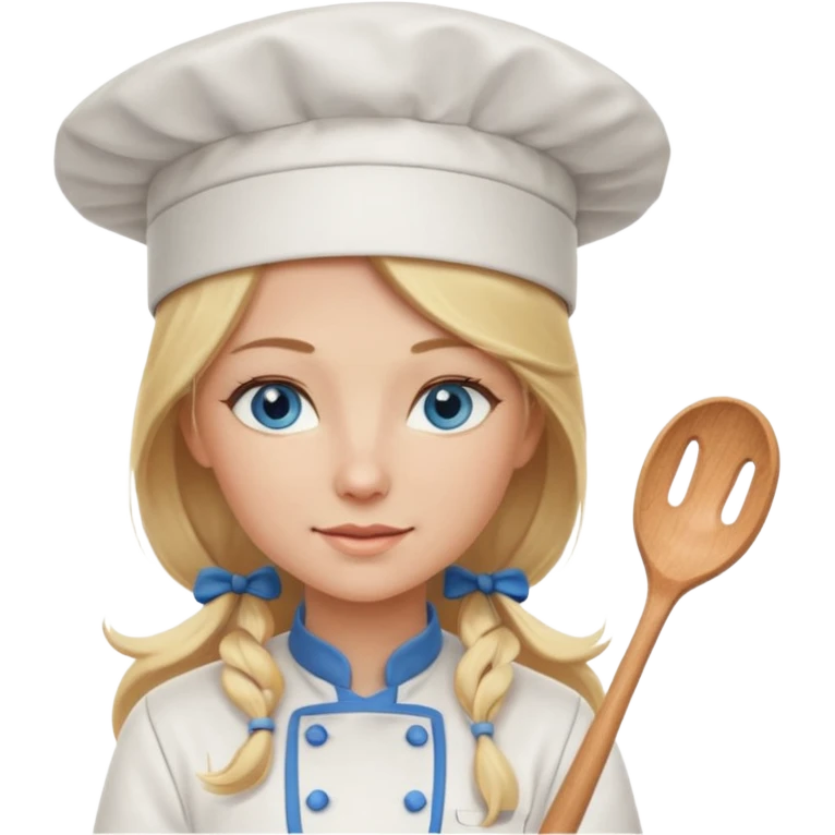 Long Blonde hair blue eyed female chef emoji