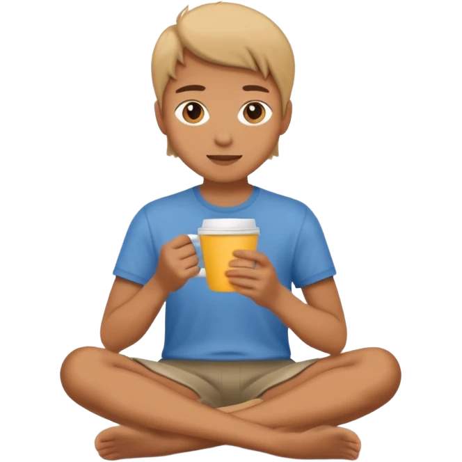 Create an emoji that shows a person sitting on the ground holding a cup. emoji