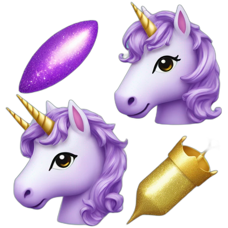 Einhorn mit Flügeln in lila mit Glitzer und Krone emoji