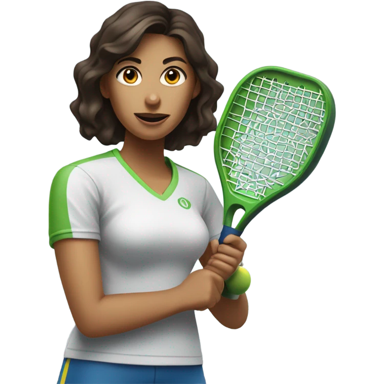 Brunette lady playing pickleball emoji