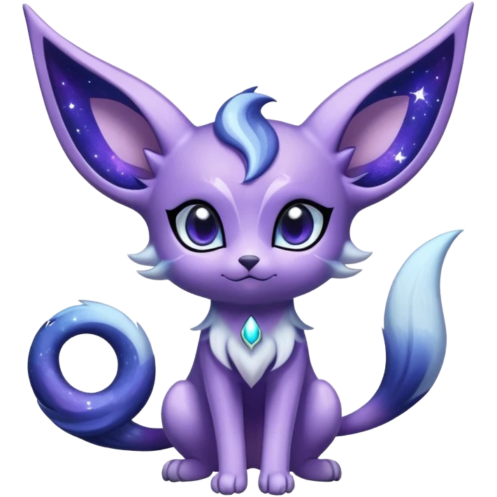 Shiny Exotic Cute Nebulae Adorable Majestic Espeon-Meowstic-Hybrid-Creature with pattern-markings emoji