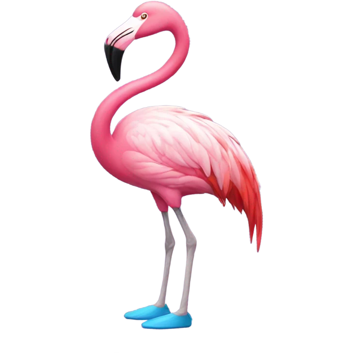 Flamingo with shoes emoji