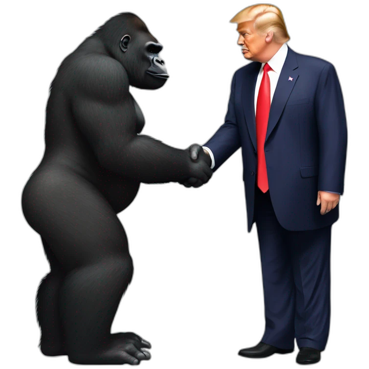 Gorilla handshakes Donald Trump emoji
