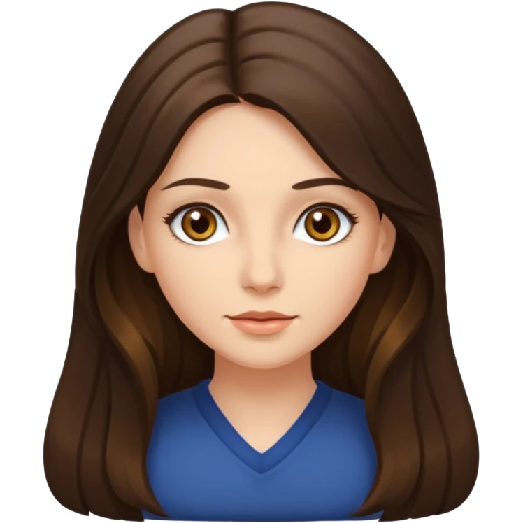 brunette woman with long hair and hazel eyes emoji