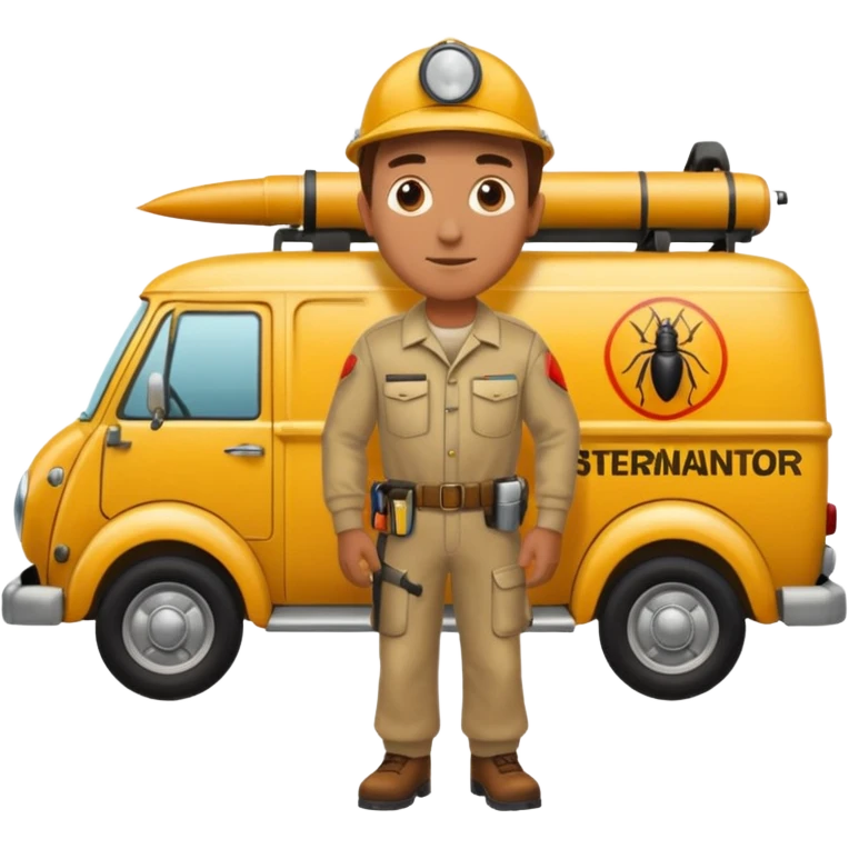Bug man exterminator antique moving van  emoji