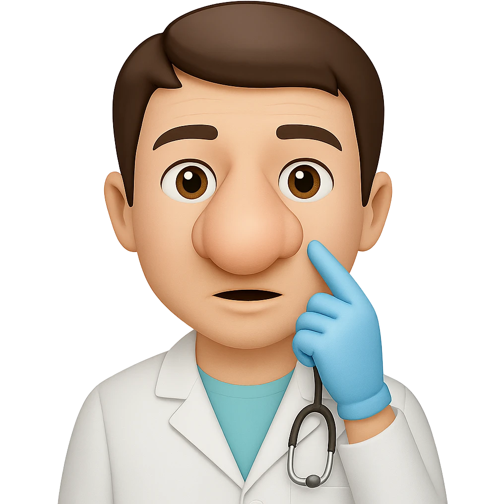 Make the dentist's nose much bigger. The original style is emoji style, but since emoji style does not support editing, use the general style editor to keep the emoji look and make the nose bigger with transparent background. emoji