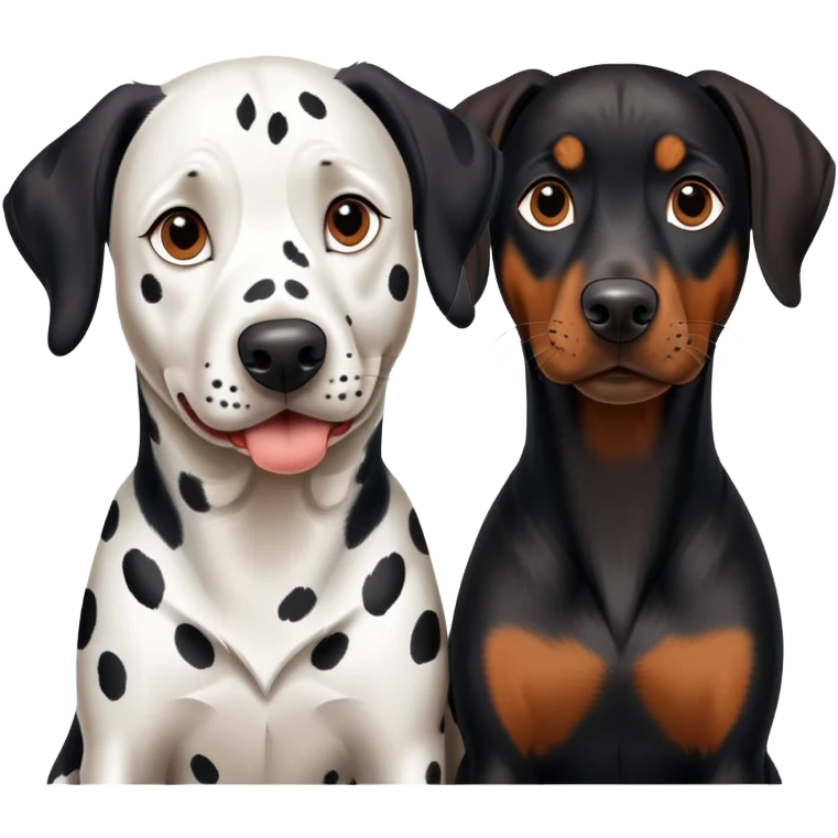 2 adults dogs : 1 Dalmatian + 1 dobermann emoji