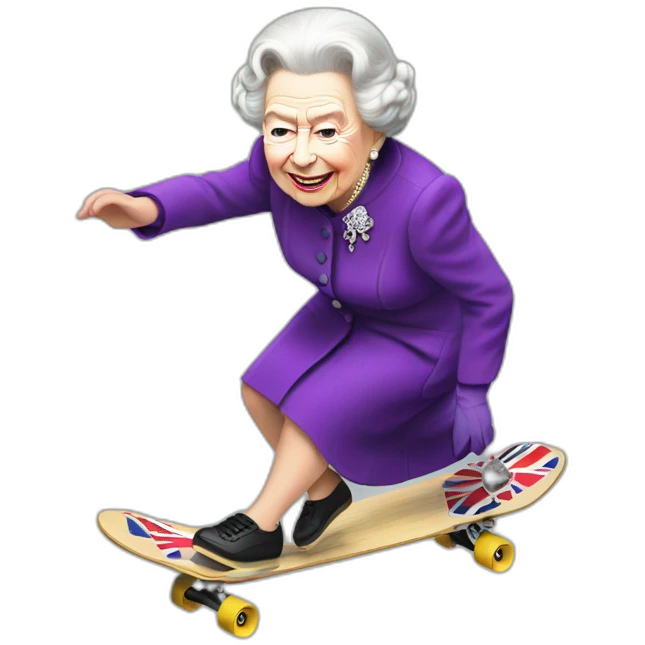 queen elizabeth ii skateboarding emoji