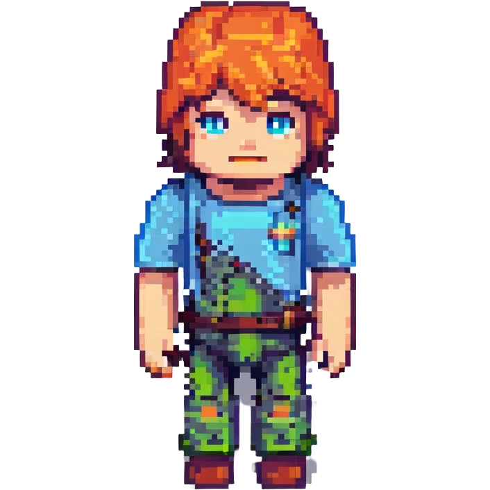 Minecraft-style character, 45x45 pixel resolution, blocky pixel art, simple colors, front-facing, no background emoji