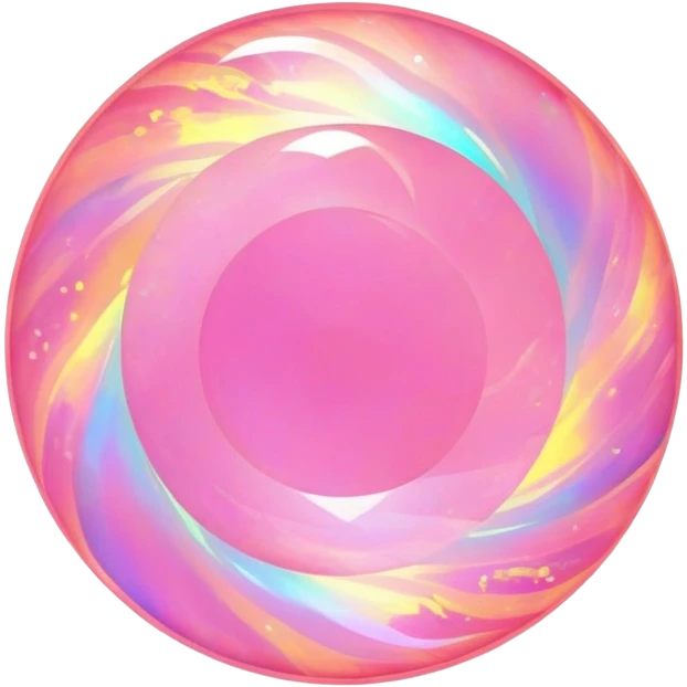 round cut pink fire opal with intense holographic flashes and swirling color play emoji