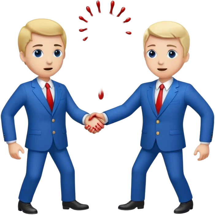 handshake, hands in blue suits, dropping blood on one of the hands  emoji