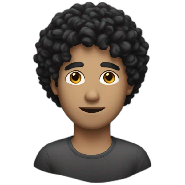 white man, curly black hair emoji