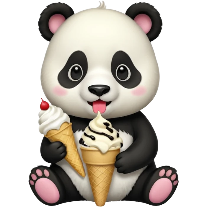 Panda eating ice cream emoji