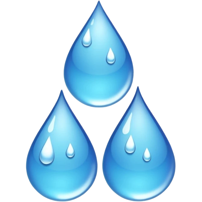 three equally sized droplets stacked on top of each other with two other droplets going outward from the middle droplet emoji