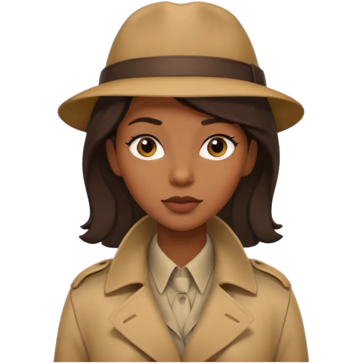 kahverengi trençkotlu kadın zenci dedektif  emoji