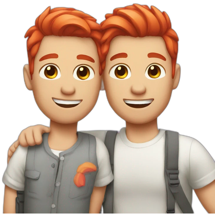 Gay couple with red hair and pink hair emoji