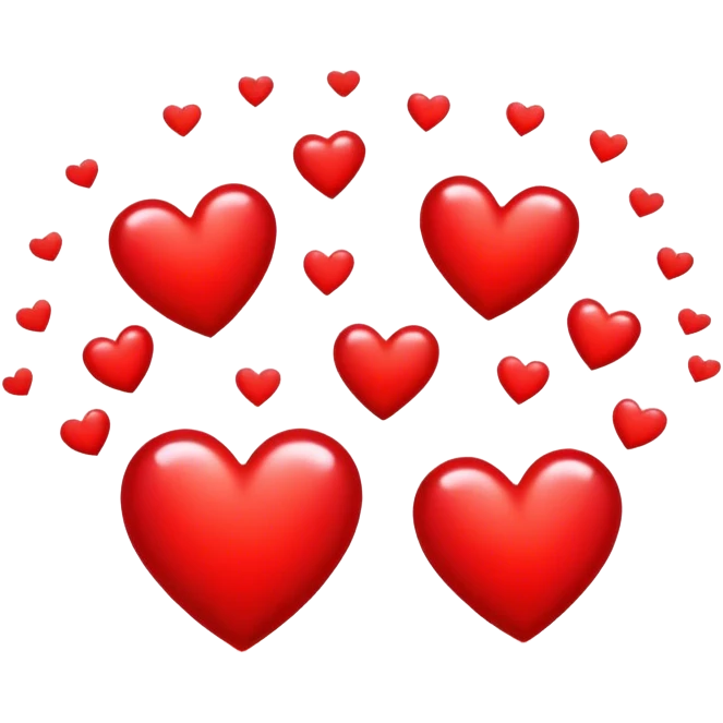 red beaming hearts emoji