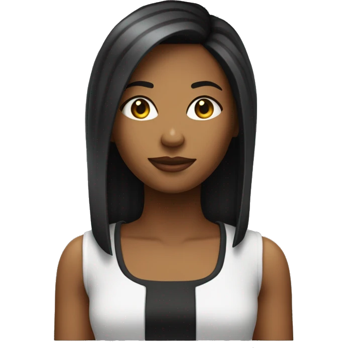 Mulher com cabelo cacheado pretos, franja lisa  emoji