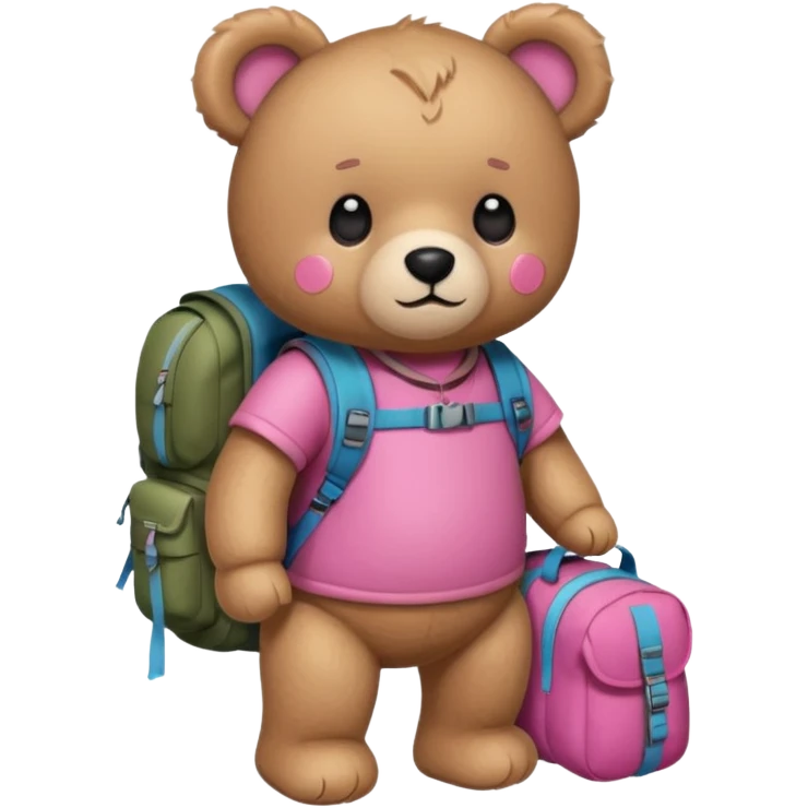  Teddy bear camping pink emoji