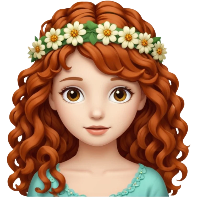  chica bonita de cabello largo rizado medio rojo emoji