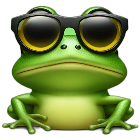 Frog with sunglasses and guns emoji