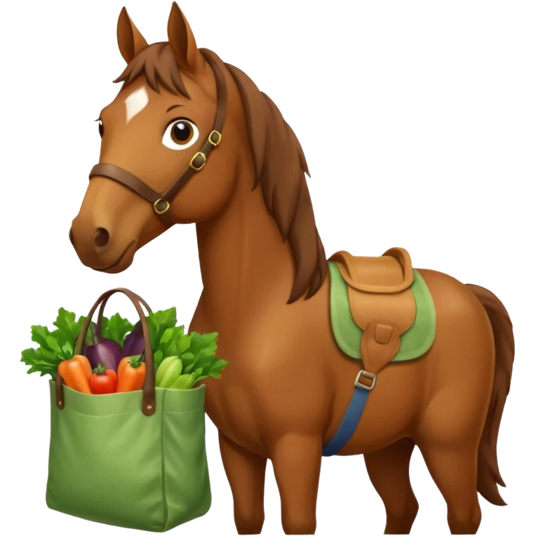 horse holding vegetables bag emoji