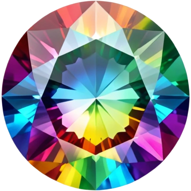 round cut rainbow gemstone with all colors of the spectrum shining through emoji