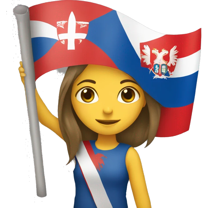 Girl Holding serbian flag  emoji