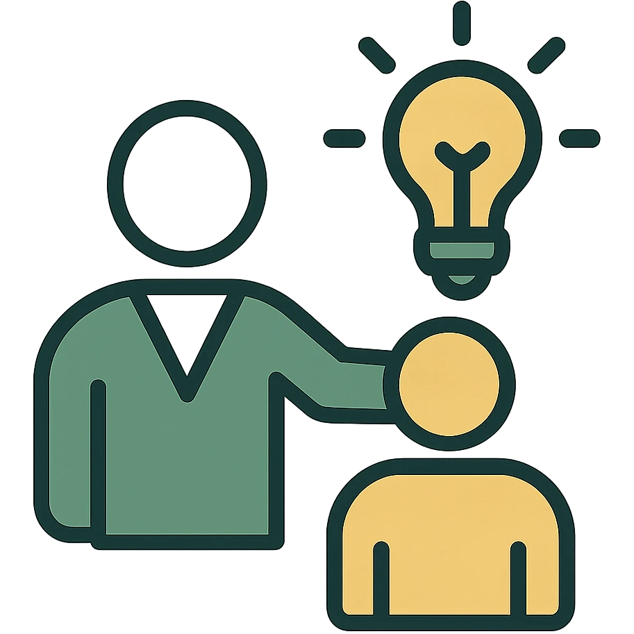 mentoring icon, professional style, green gold and white color scheme, bold and clear, suitable for digital use emoji