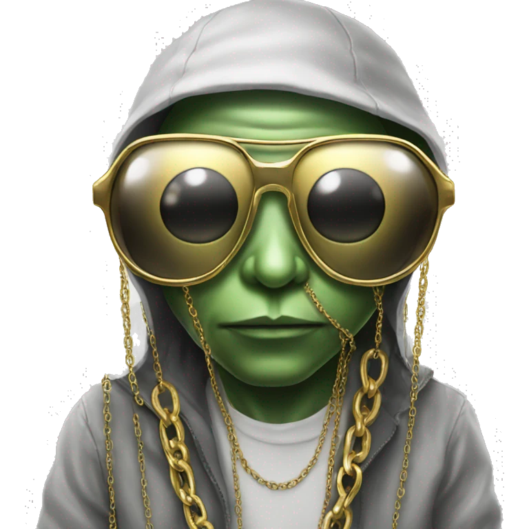 alien whit gold chain and glasses and drip emoji