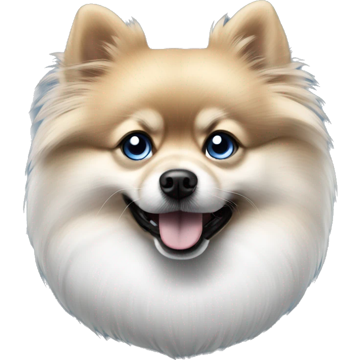 Pomeranian black and white with blue eye emoji