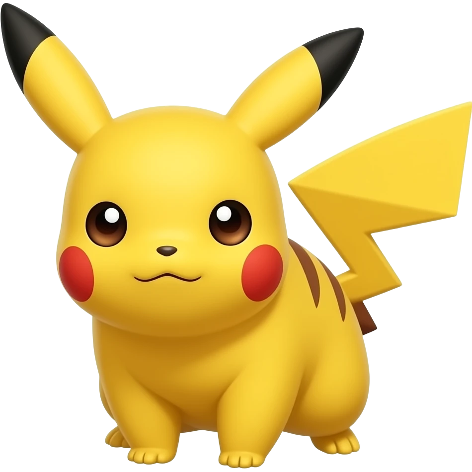 Low angle view of Pikachu, determined expression, shiny yellow fur, premium emoji render emoji