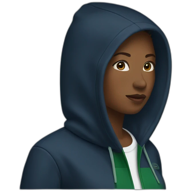 Black ladie using lacoste hoodie emoji