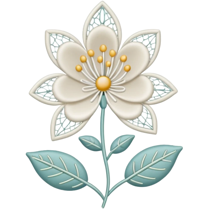 needle and thread forming a lace flower emoji
