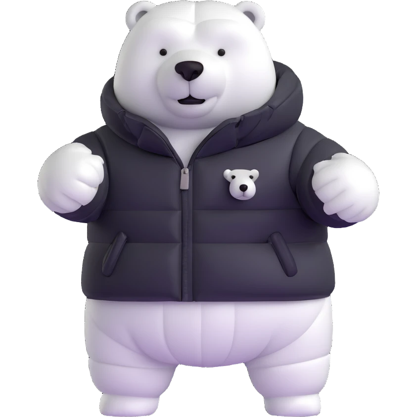polar bear wearing white puffer jacket emoji