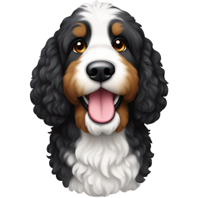 Bernedoodle mostly black with gray eyebrows  emoji