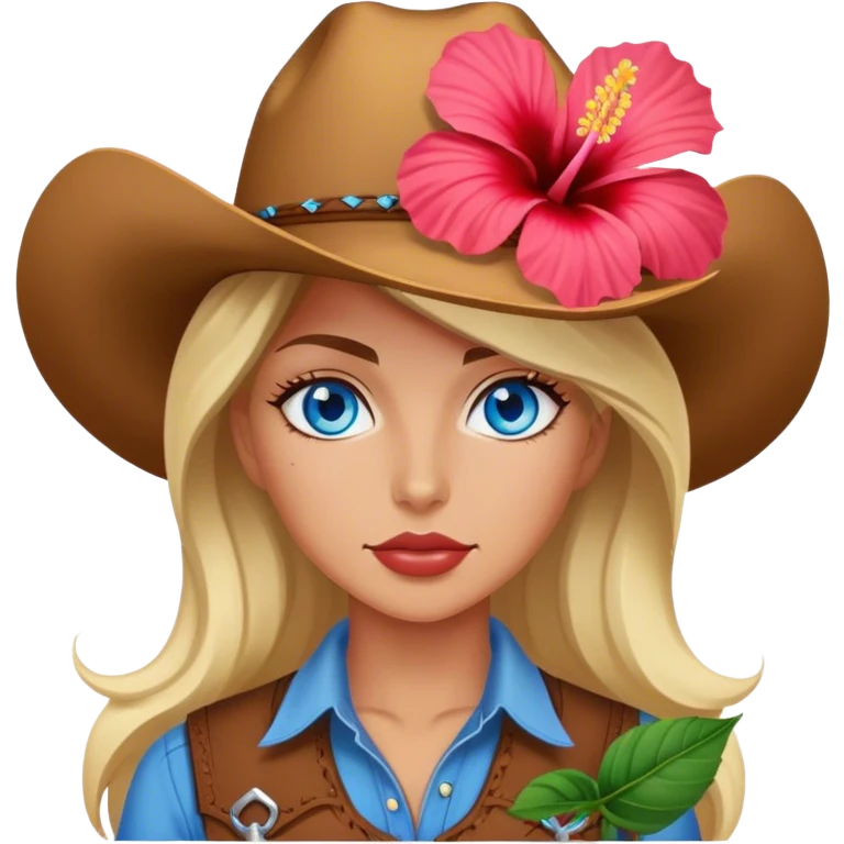 Cowgirl blue eyes with hibiscus  emoji