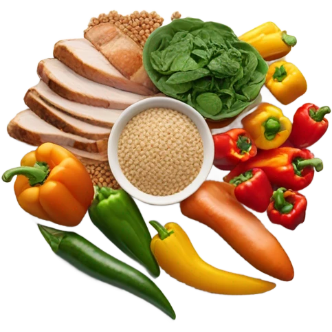 round white plate with healthy food emoji