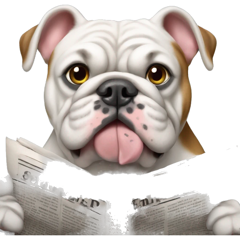 english bulldog reading newspaper emoji