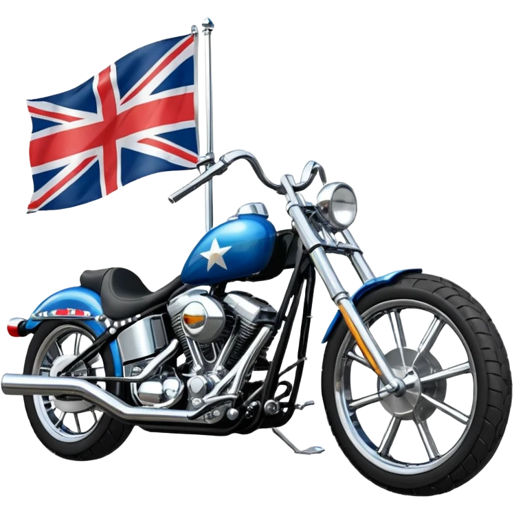 easy rider chopper motorcycle with southern cross flag on tank.  facing towards the left emoji