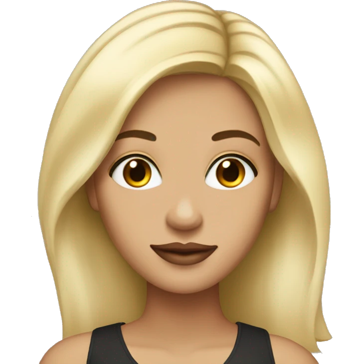 Woman with eye lashes dark hair roots and blonde down medium length emoji