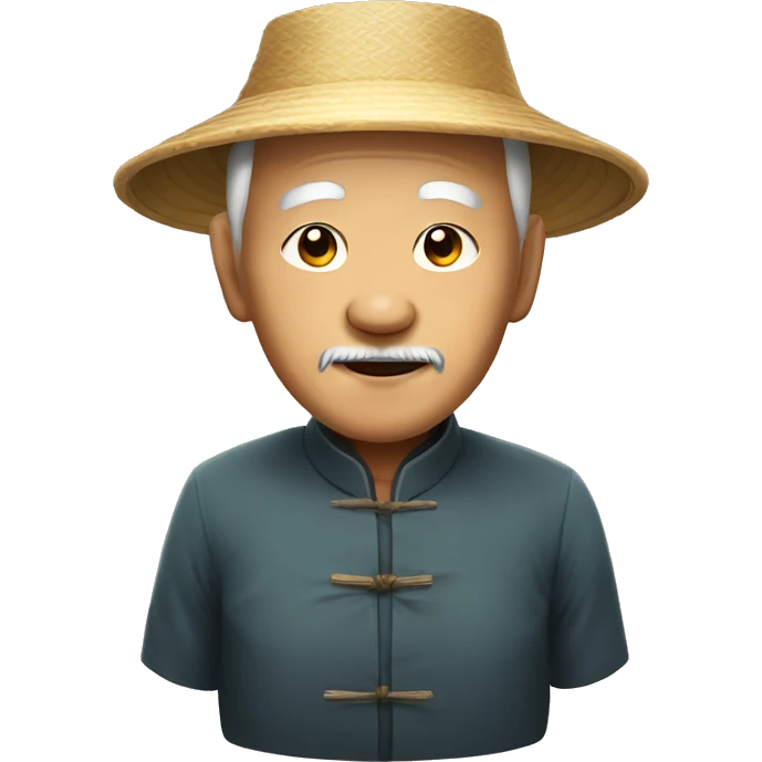 Old Chinese man with traditional Chinese hat emoji