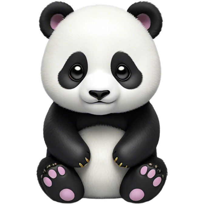Cinematic Noble Baby Panda Portrait Emoji, Poised and regal, with a tiny, adorable build and a soft, fuzzy Fur of black and white, deep-set soulful gentle eyes, Simplified yet sharp and sophisticated features, highly detailed, glowing with a soft, dignified glow, high shine, intelligent and endearing, stylized with an air of miniature majesty, focused and attentive, soft glowing outline, capturing the essence of a watchful and confident little panda, so majestic it feels as though it could toddle out of the screen with effortless authority! emoji