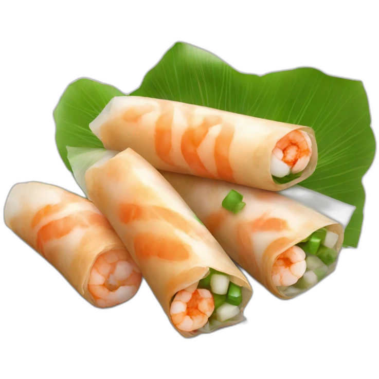 Vietnamese spring roll with a shrimp and green onion emoji