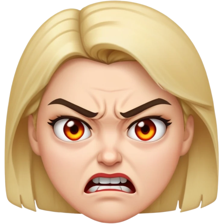 woman with an angry face emoji