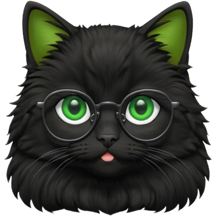 красивый черный кот в очках emoji