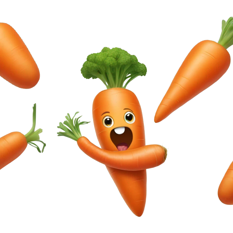 a carrot eating a bunny emoji