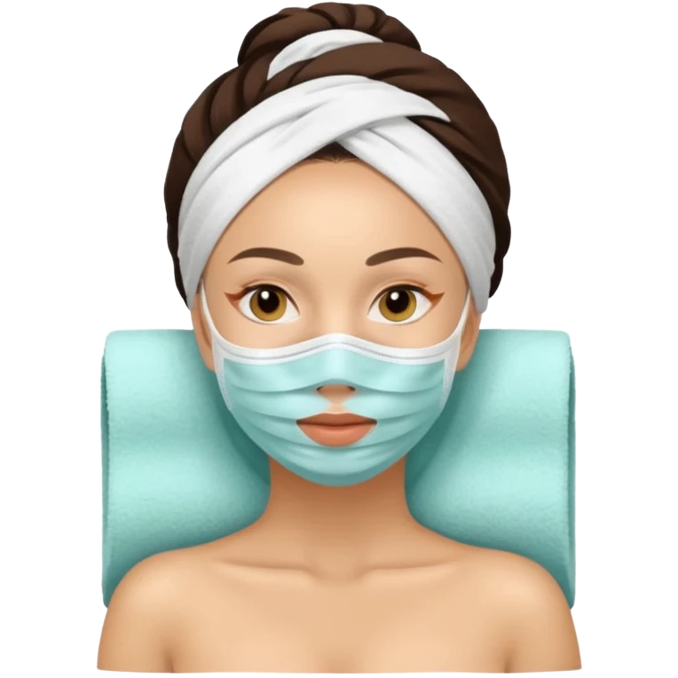 Lady with face mask spa beauty full face relaxing emoji