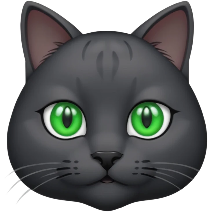 completely solid dark grey cat with green eyes and white paws emoji