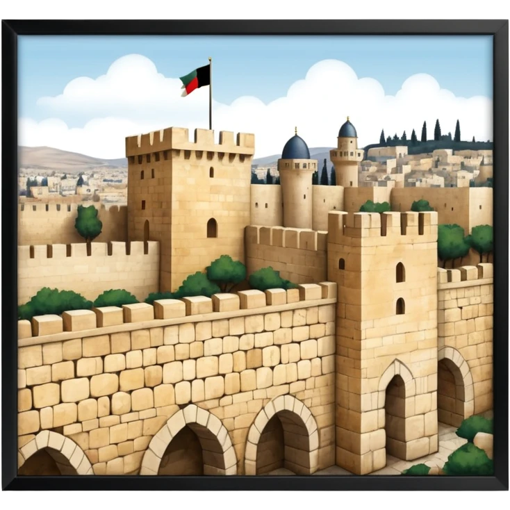 emoji highlighting the old city wall of Jerusalem with Jerusalem stone without borders on the emoji emoji